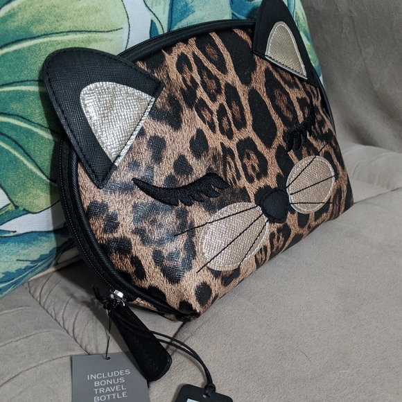 Stella & Max Bags Stella Max Glitter Leopard Dome Cosmetics Case